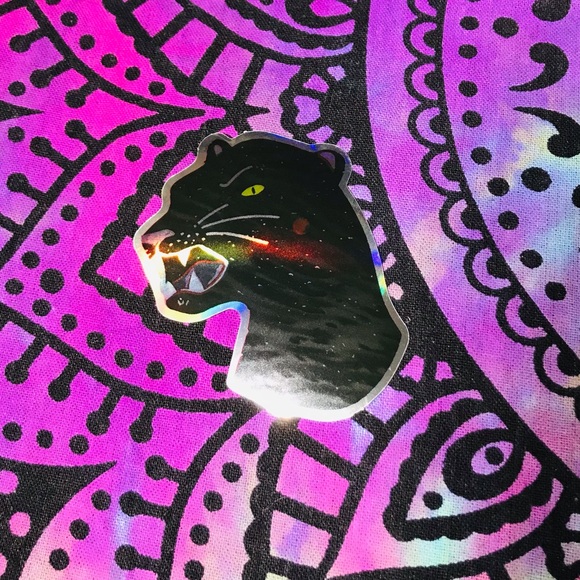 Black Panther Metallic Prismatic Reflective Single Decor Sticker - Picture 2 of 13